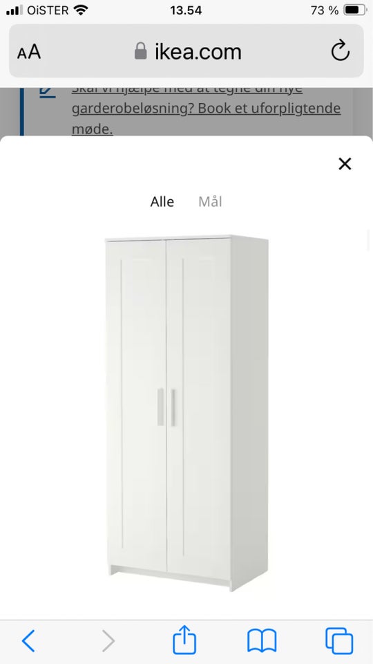 Klædeskab, Ikea brimnes, b: 78 d: 50