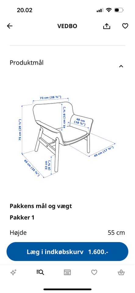 Lænestol stof Ikea Vedbo