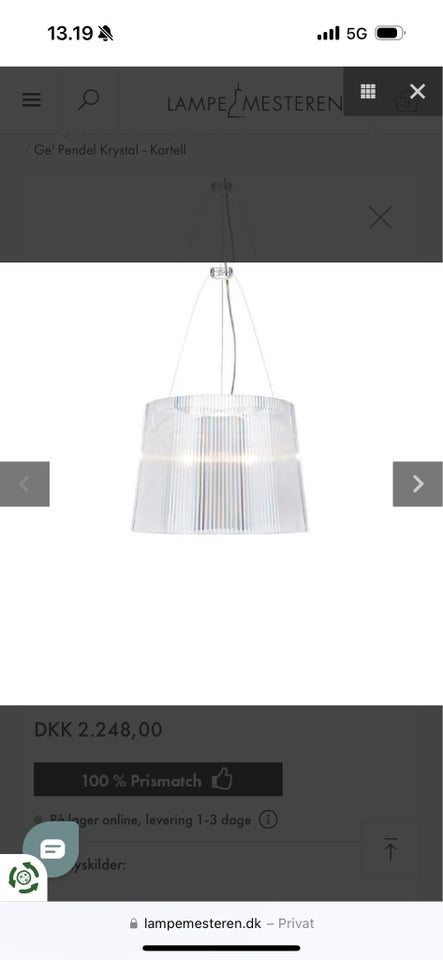 Anden loftslampe, Kartell