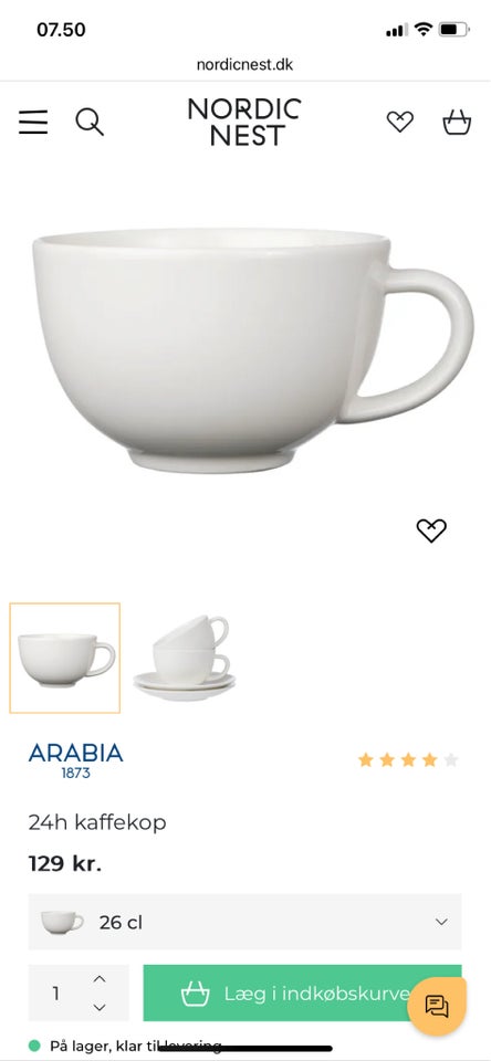 Porcelæn Kaffekopper Arabia