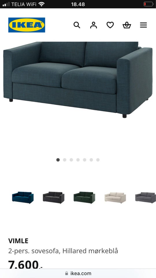 Sovesofa, Ikea model Vimle, b: 98 l: