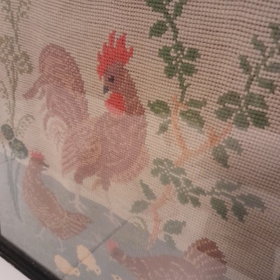 Påske broderi i ramme Vintage