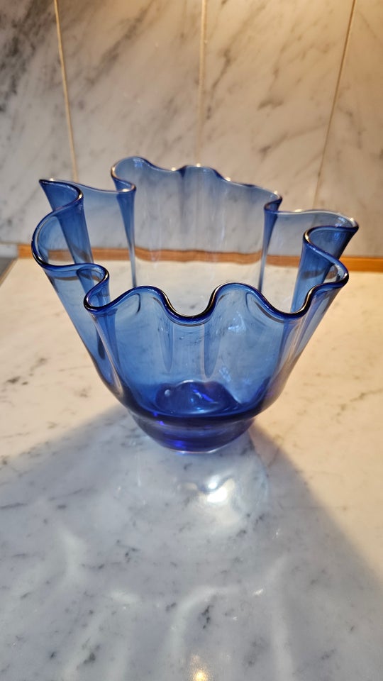 Glas Blå tulipanvase