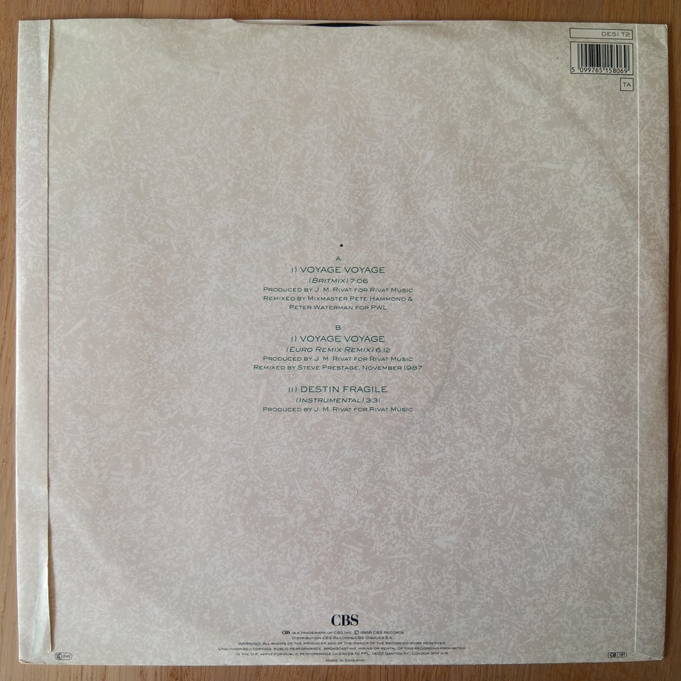 Maxi-single 12", Desireless,