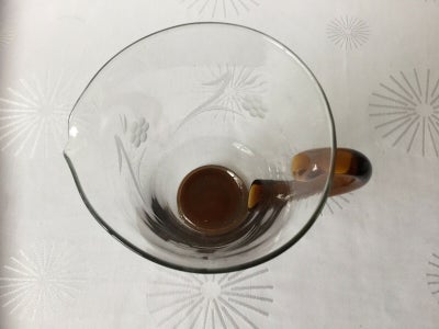 Glas Glaskande med ravfarvet fod 