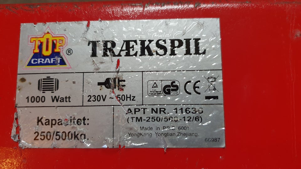 Trækspil - elektrisk, 220V, Top