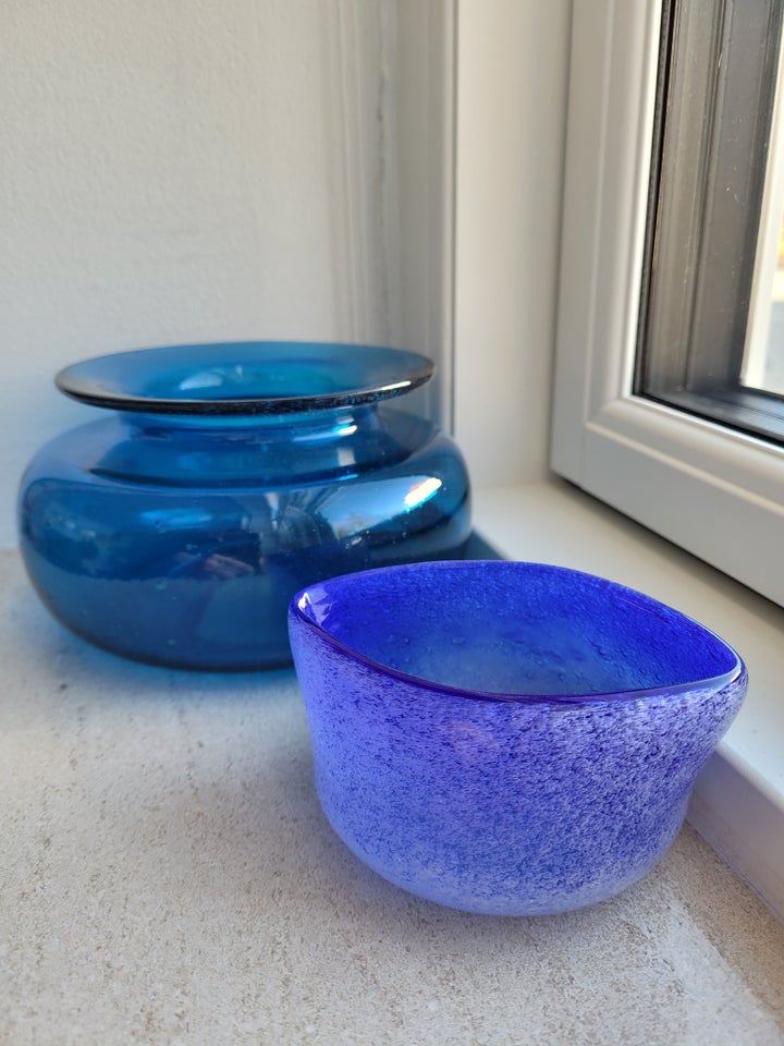 Glas Skål Vase Boblevaser BLUE