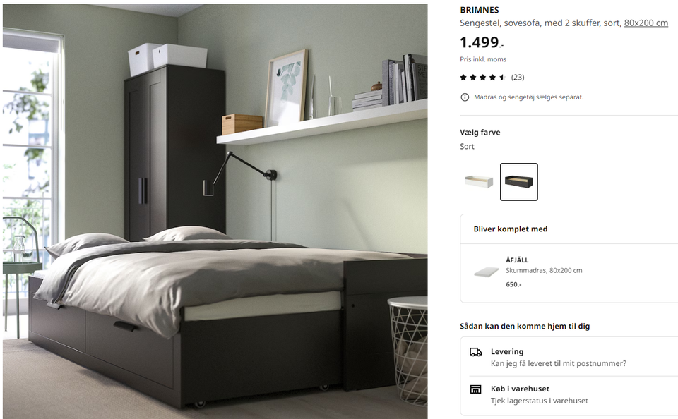 Andet, IKEA Brimnes, b: 86 l: 205 h: