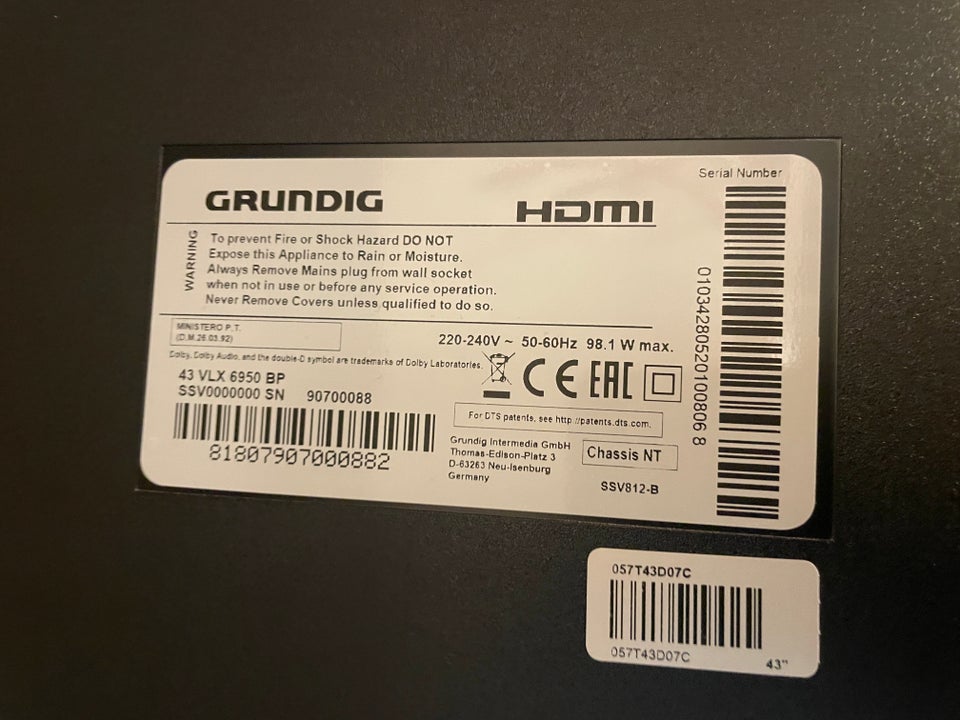 LED, Grundig, 43VLX695BP