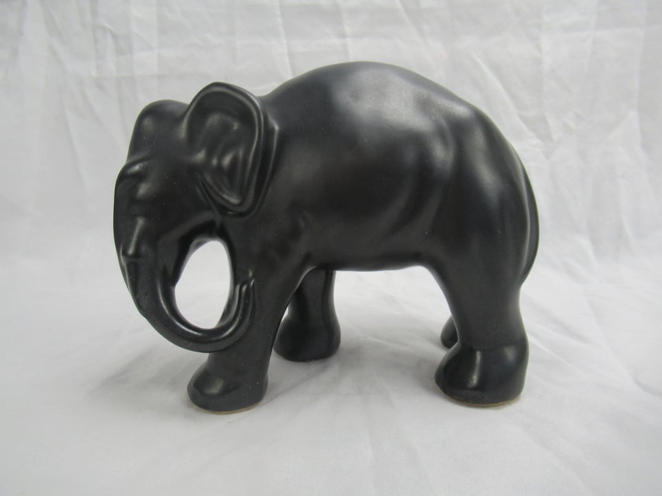 Elefant Figur 4 Sort Glassur,