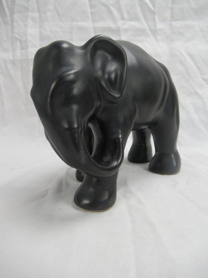 Elefant Figur 4 Sort Glassur,