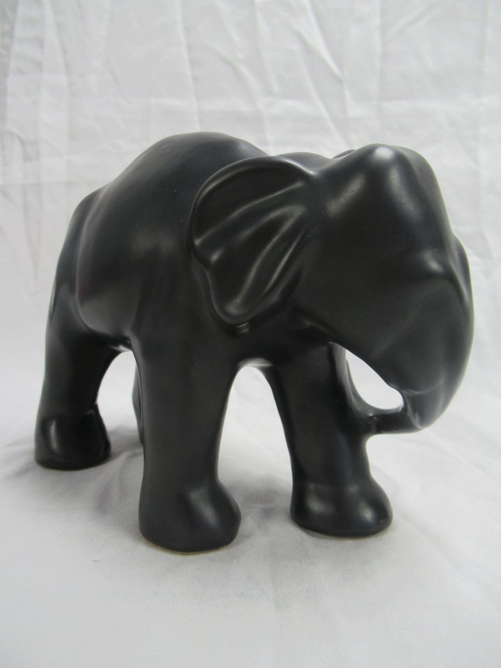 Elefant Figur 4 Sort Glassur,