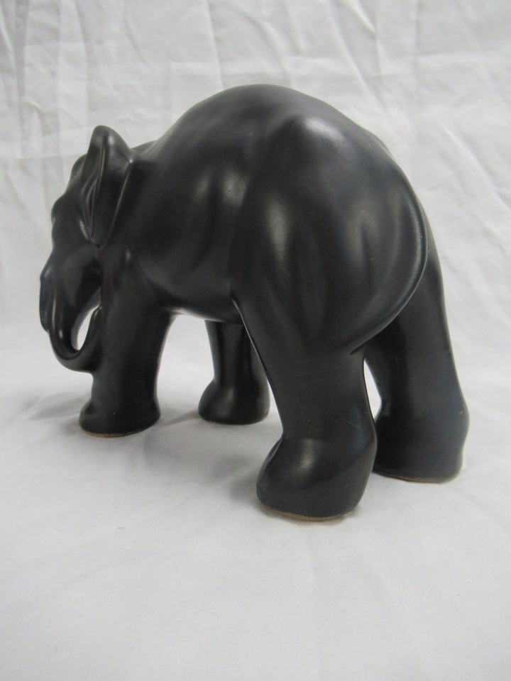 Elefant Figur 4 Sort Glassur,