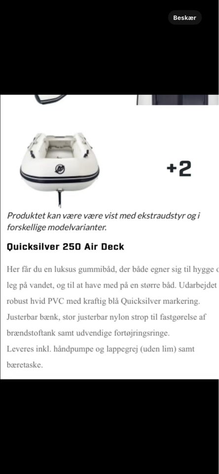 Gummibåd QuickSilver  årg 2023