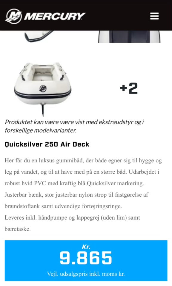 Gummibåd QuickSilver  årg 2023