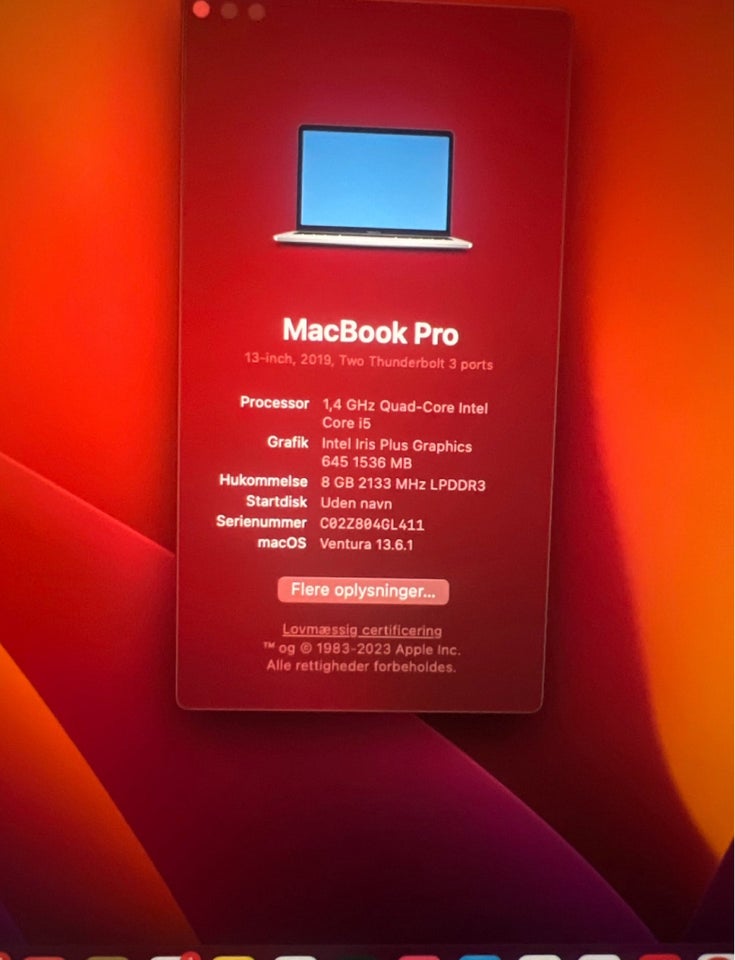 MacBook Pro, 2019, 1,4 GHz