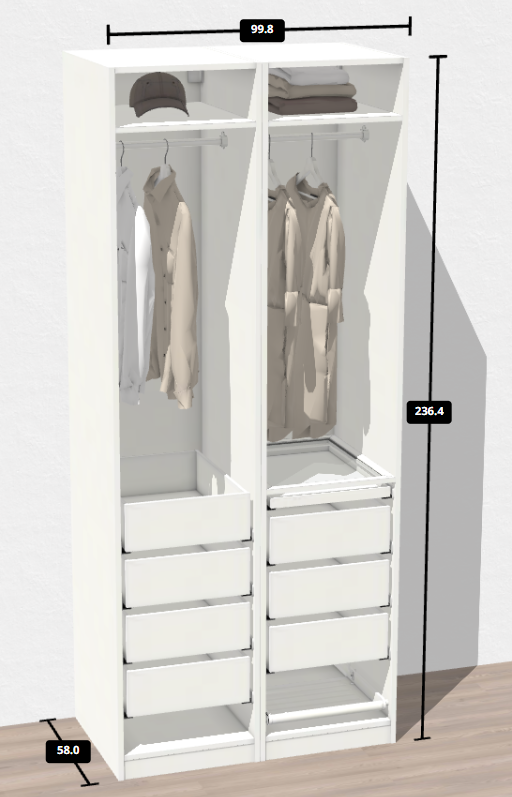 Garderobeskab Ikea b: 100 d: 60 h: