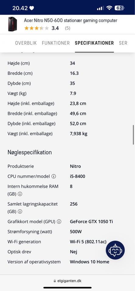 Acer, Nitro n50-600, I5-8400 Ghz