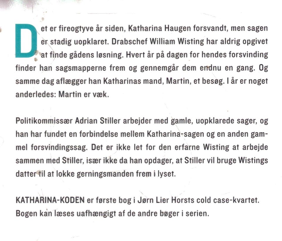 Katharina-koden, Af Jørn Lier