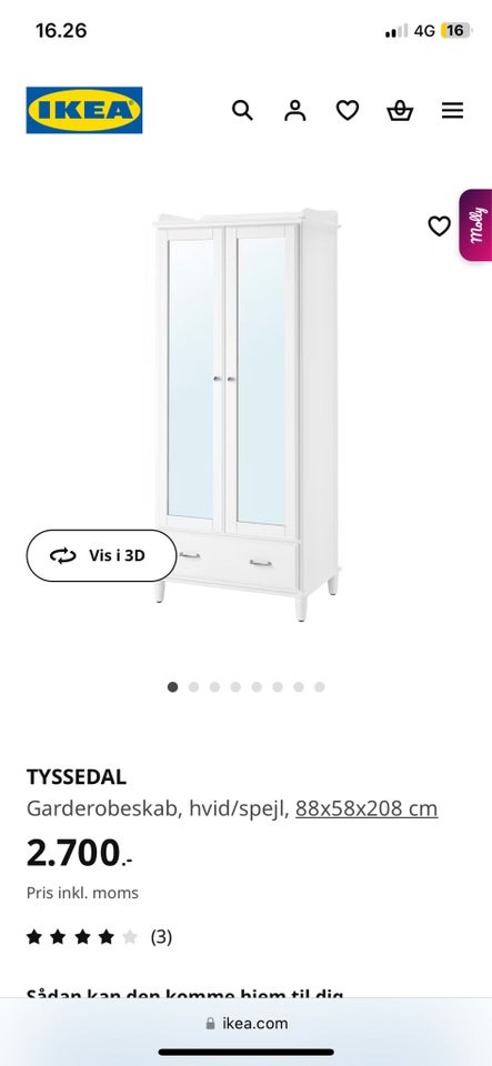 Garderobeskab IKEA TYSSEDAl b: