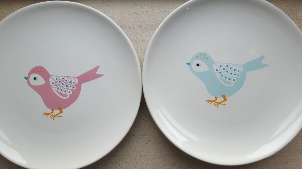 Porcelæn, Tallerken x 6, Birdie