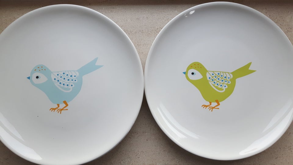 Porcelæn, Tallerken x 6, Birdie