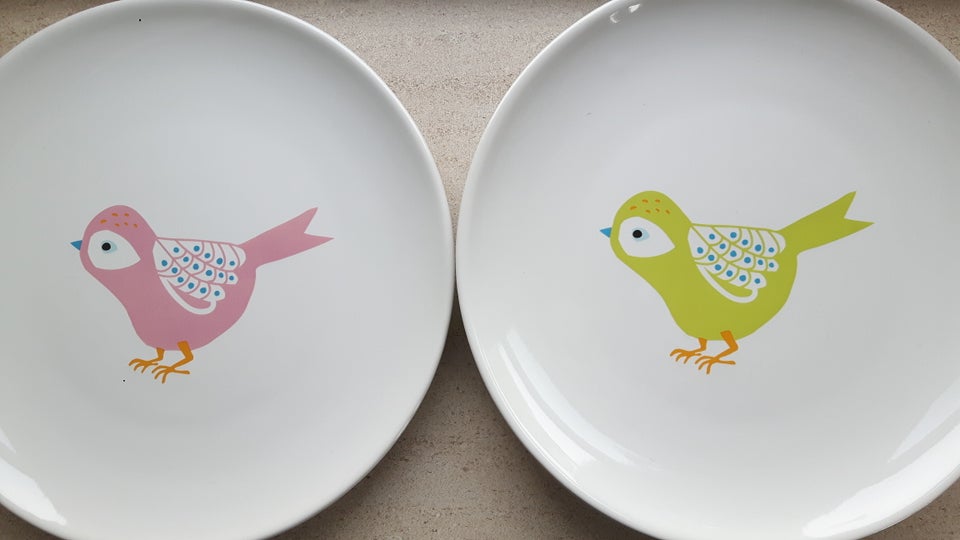 Porcelæn, Tallerken x 6, Birdie