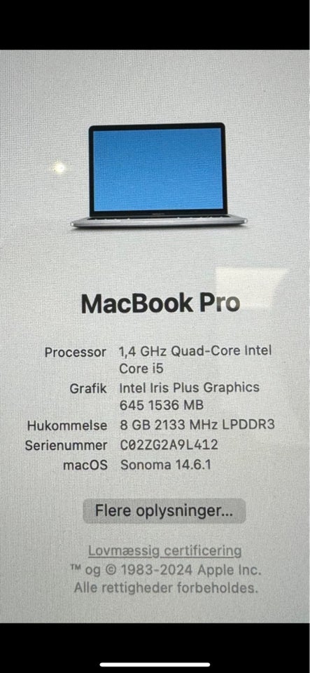 MacBook Pro, 13", 1,4Ghz Quad-core