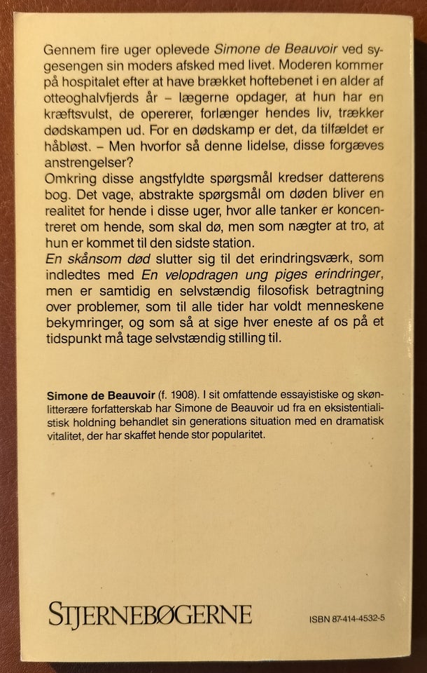 En skånsom død, Simone de Beauvoir,