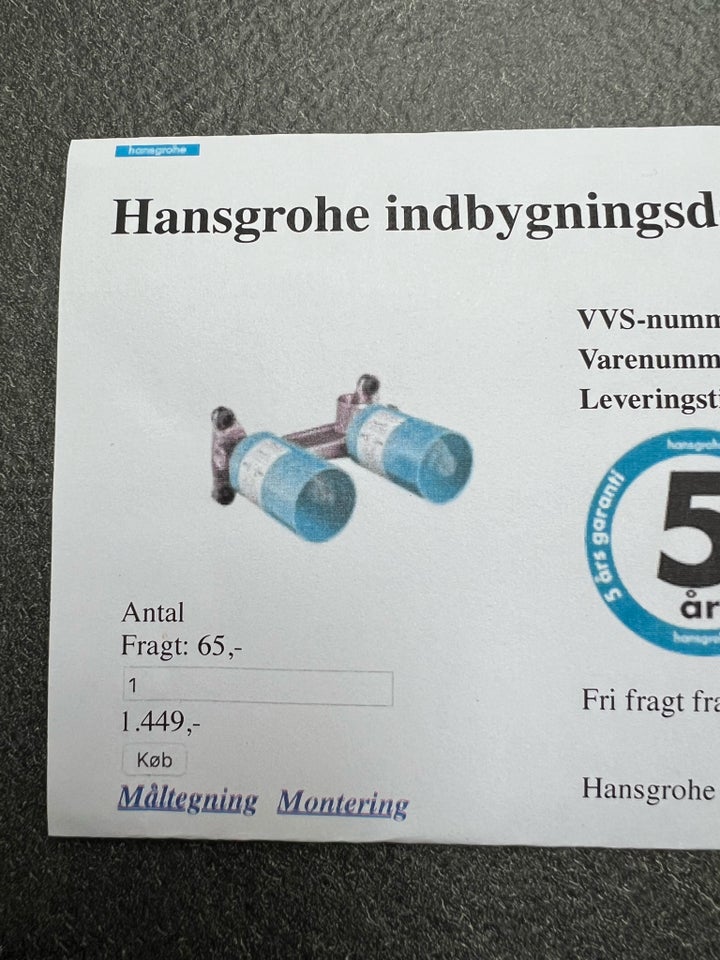 Andet HansGrohe indbygningsdel