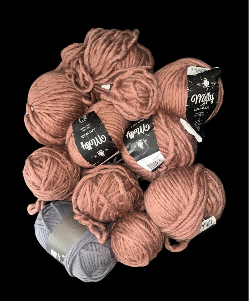 Garn Wool uld garn brun gammel rosa