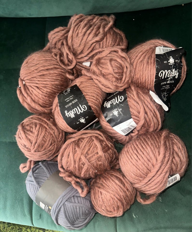 Garn Wool uld garn brun gammel rosa