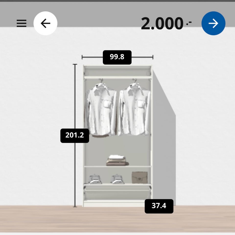 Garderobeskab, IKEA, b: 100 d: 38 h: