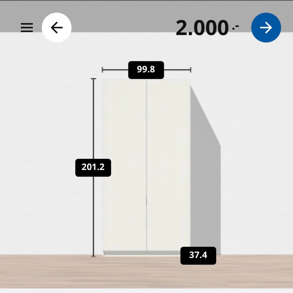 Garderobeskab, IKEA, b: 100 d: 38 h: