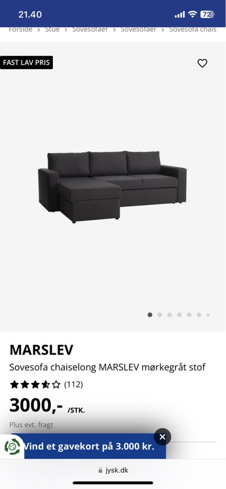 Sovesofa b: 140 l: 195