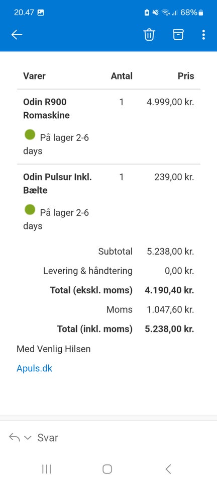 Romaskine, Odin R900 , Odin