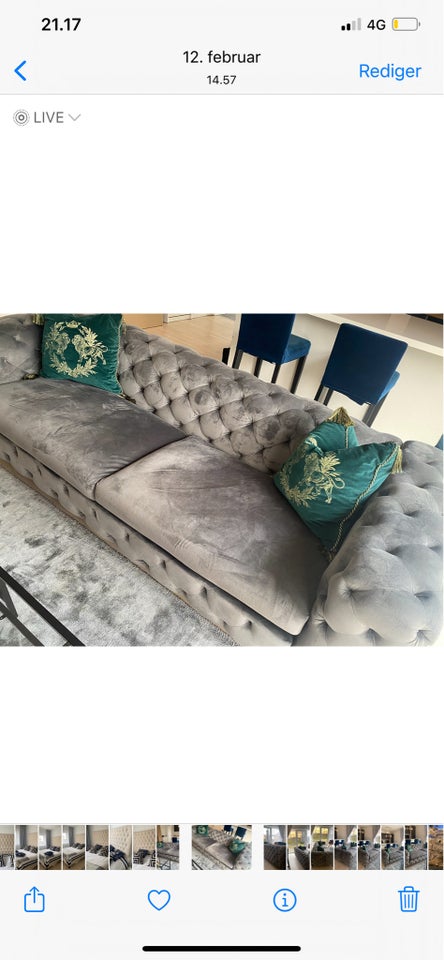 Sofa, velour, 3 pers.