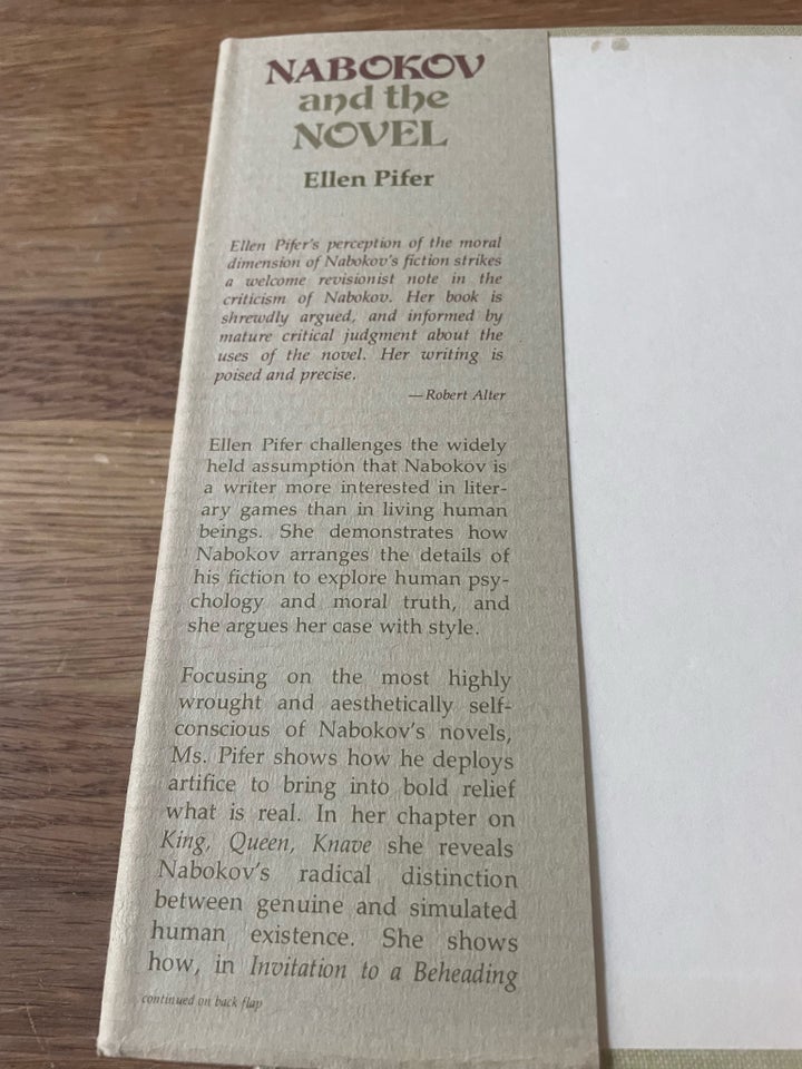 Nabokov and the Novel Ellen Pifer