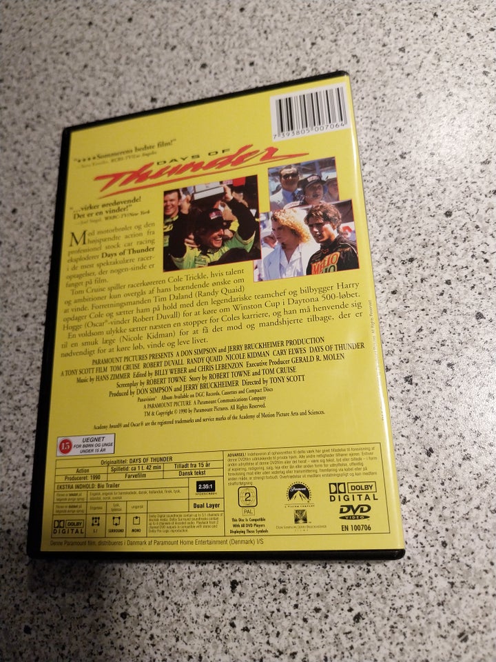 Days Of Thunder, DVD, action