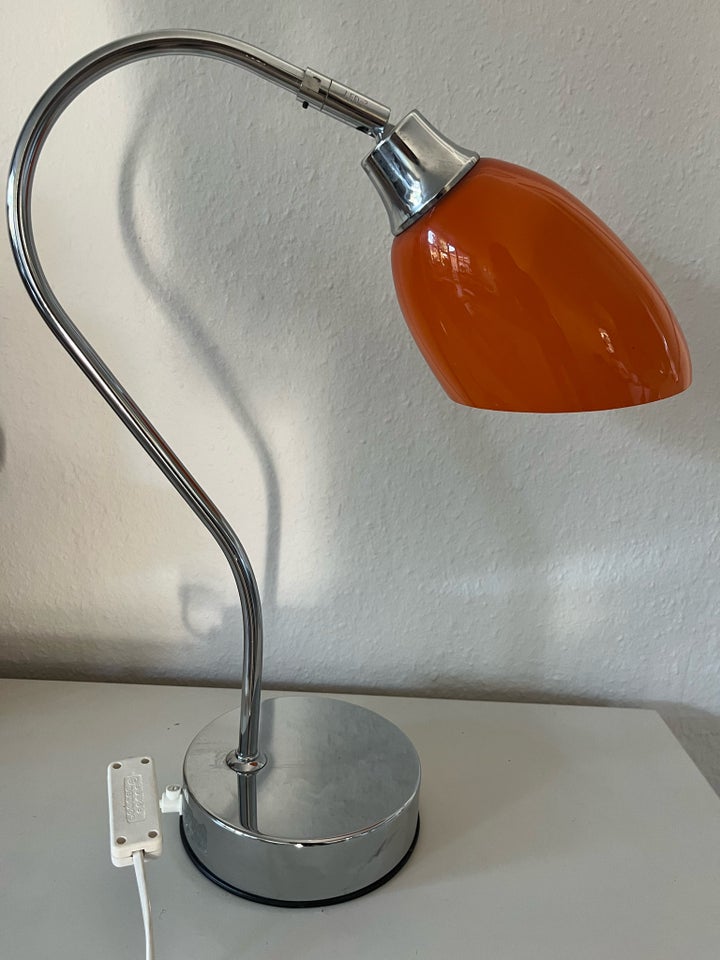 Bordlampe i glas og chrom, Vintage