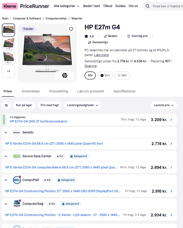 HP E27m G4 27 tommer