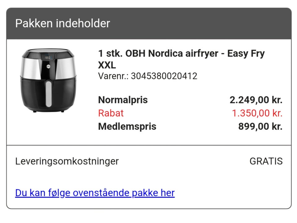 OBH Nordica airfryer - Easy Fry XXL,