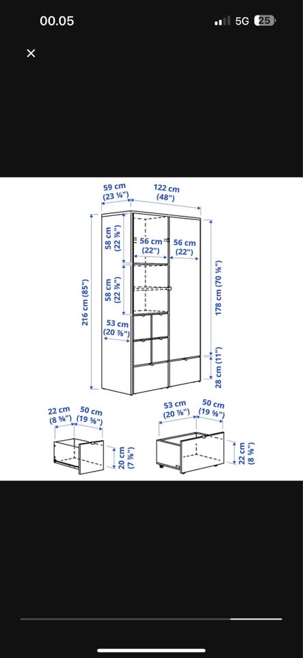 Garderobeskab, IKEA , b: 122 d: 59 h: