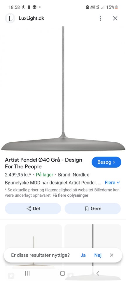 Lampe, Artist pendel