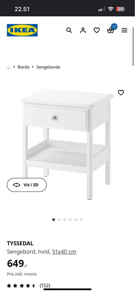 Sengebord, Ikea