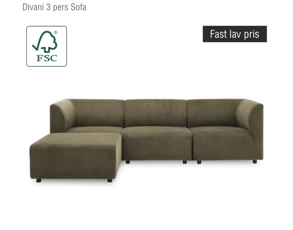 Sofa fløjl 3 pers