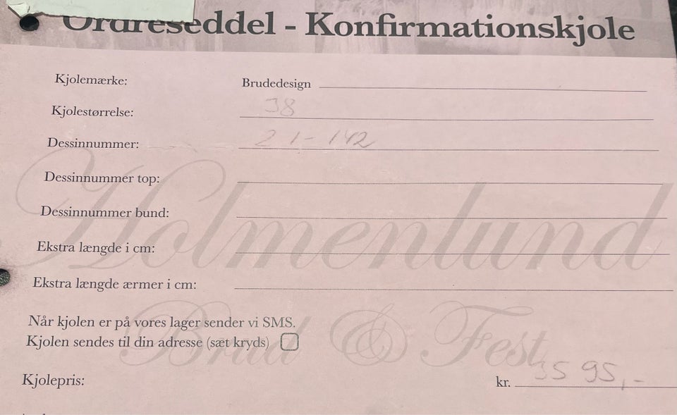 Konfirmationskjole, Holmelund,