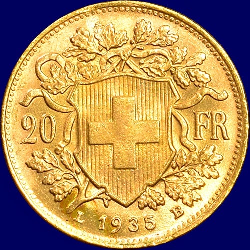 Vesteuropa, mønter, 20 francs