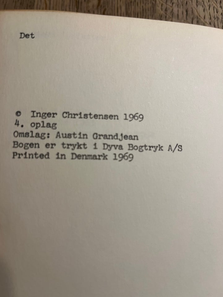 DET, Inger Christensen , genre: