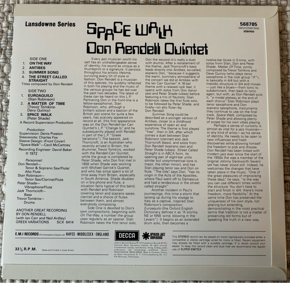 LP, Don Rendell Quintet, Space Walk